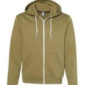 American Apparel F497W Flex Fleece Unisex Full-Zip Hoodie in Olive New S…